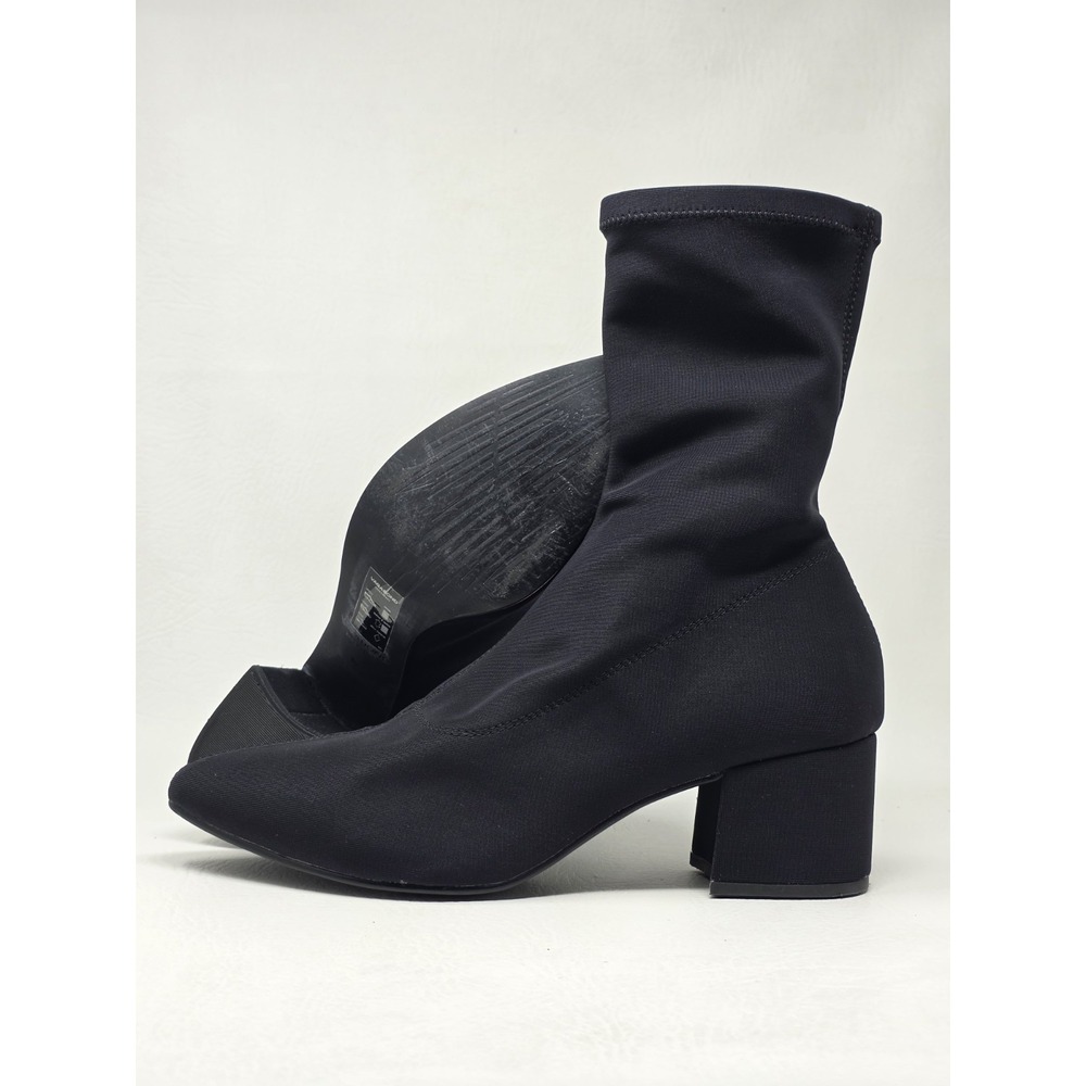 Vagabond Shoemakers Black Mya Stretch Fabric Pull On Sock Block Heel Boots Sz 39